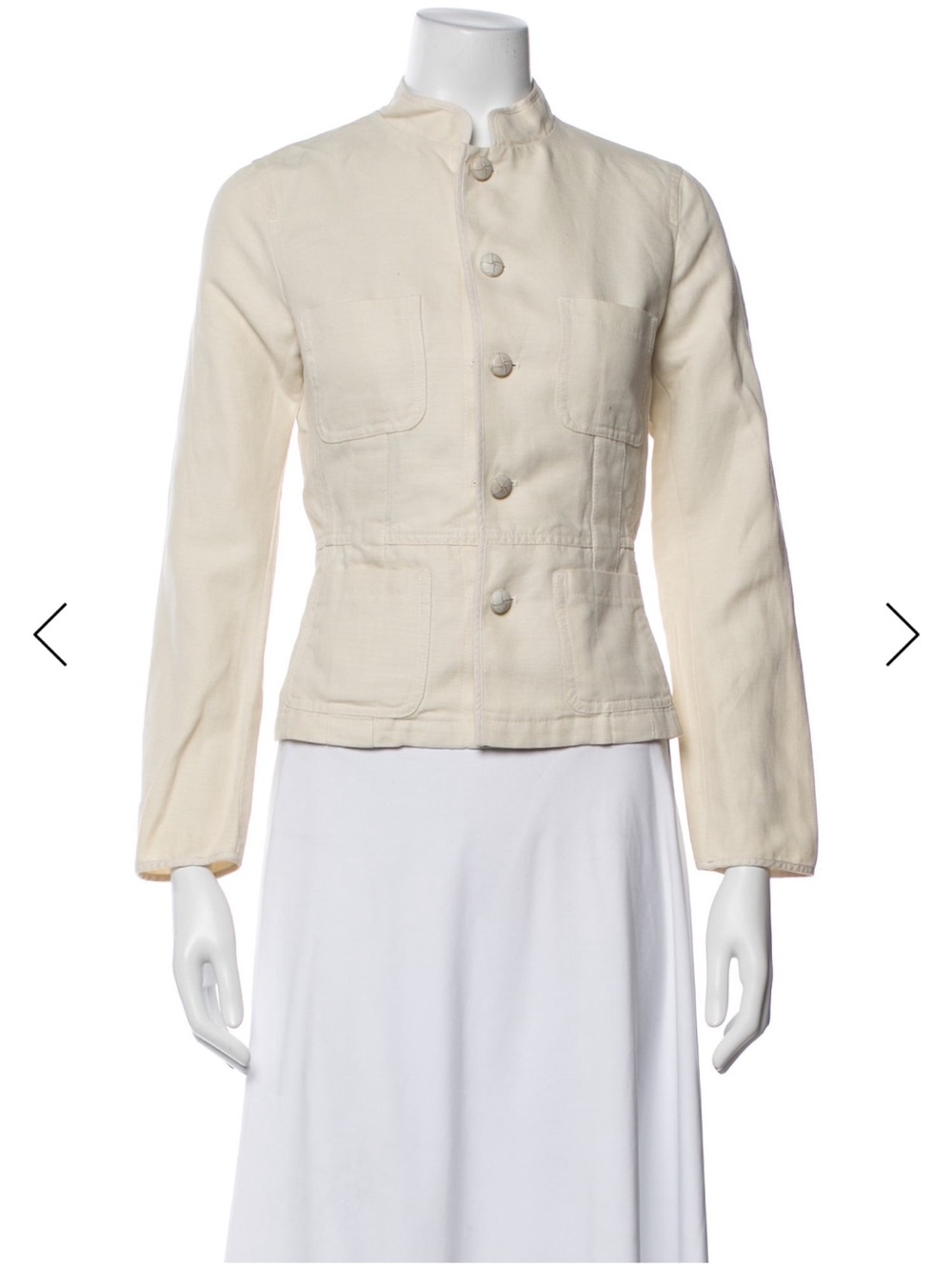 MaxMara Cream Collarless Button Jacket